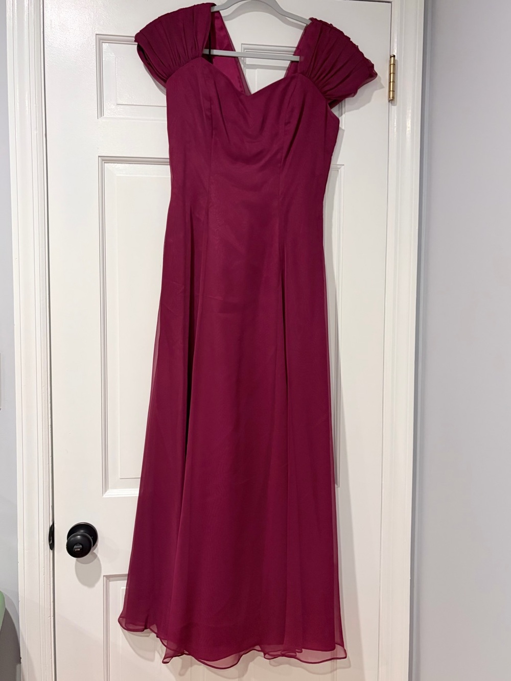 Vintage Jordan Magenta Chiffon Formal Gown Bow Back Bridesmaid Dress 9/10